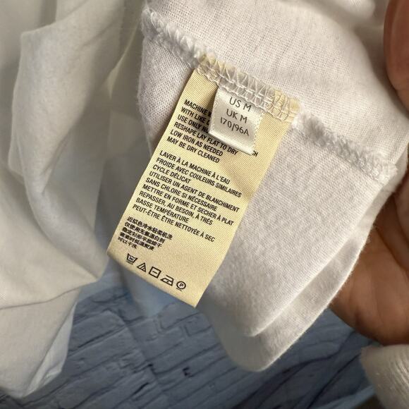 Anthropologie White White Scoop Neck Gathered Sleeve Tee~Sz Medium, EUC - Picture 7 of 10